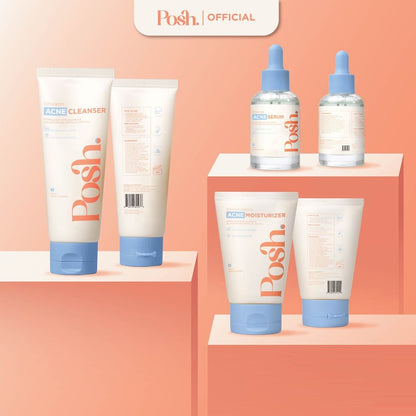 Posh Skincare Acne Set 3 - Facial Cleanser, Serum, Moisturizer