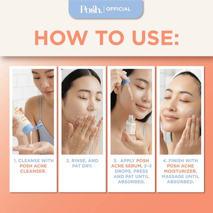 Posh Skincare Acne Set 3 - Facial Cleanser, Serum, Moisturizer