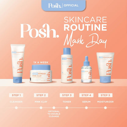 Posh Skincare Acne Set 4 - Facial Cleanser, Toner, Serum, Moisturizer