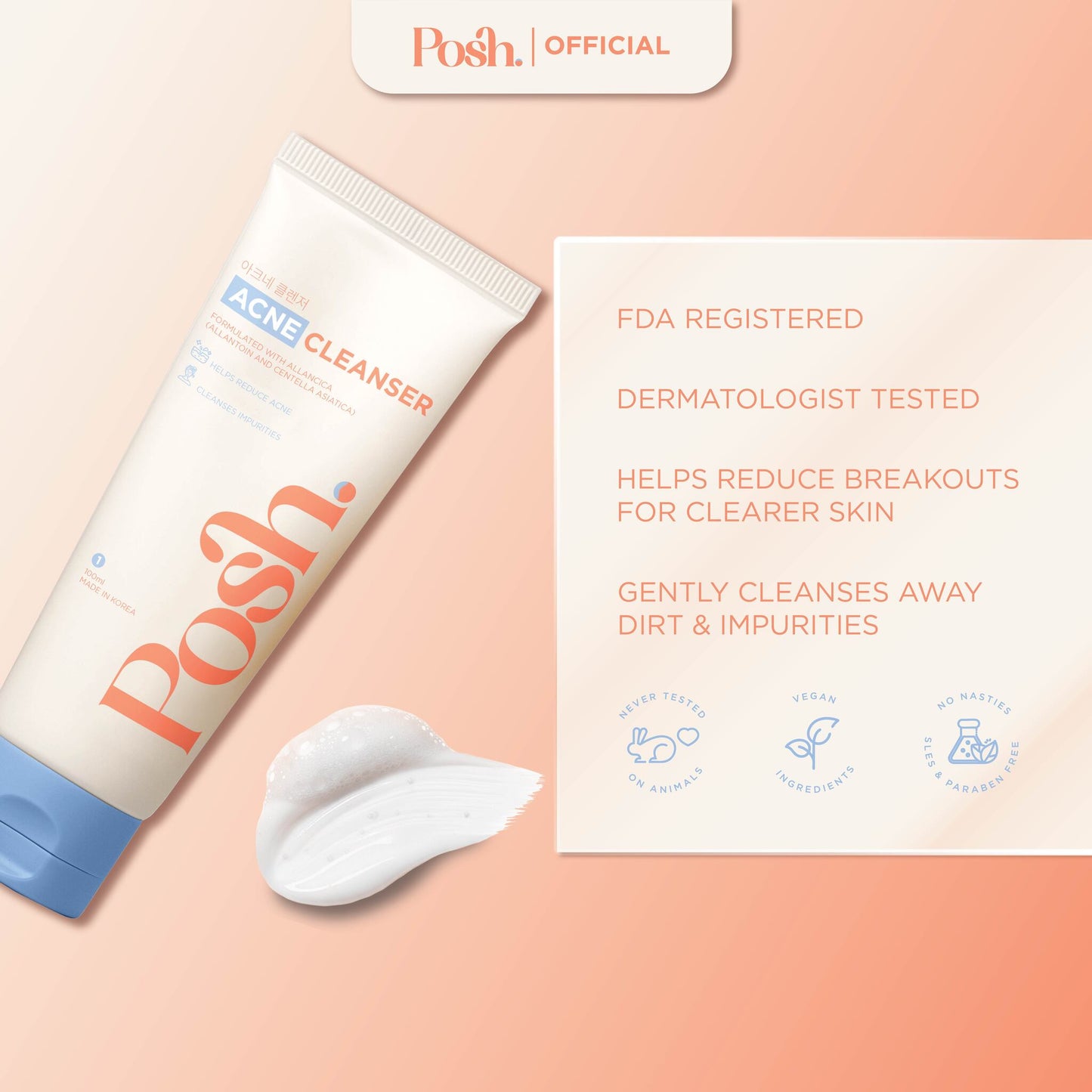 [BUNDLE] FLOWERS Pimple Patches + Posh Skin Acne Facial Cleanser 100ml