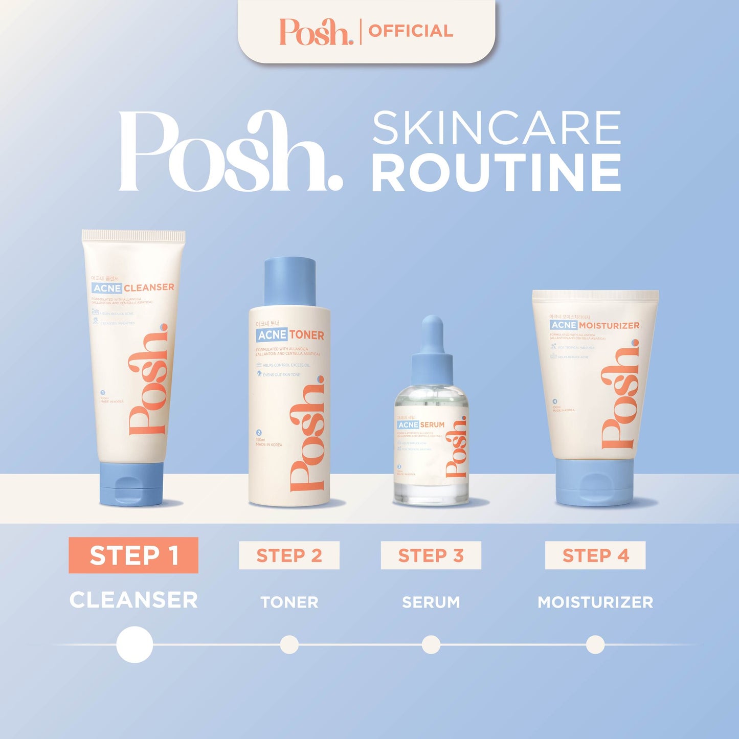 [BUNDLE] FLOWERS Pimple Patches + Posh Skin Acne Facial Cleanser 100ml