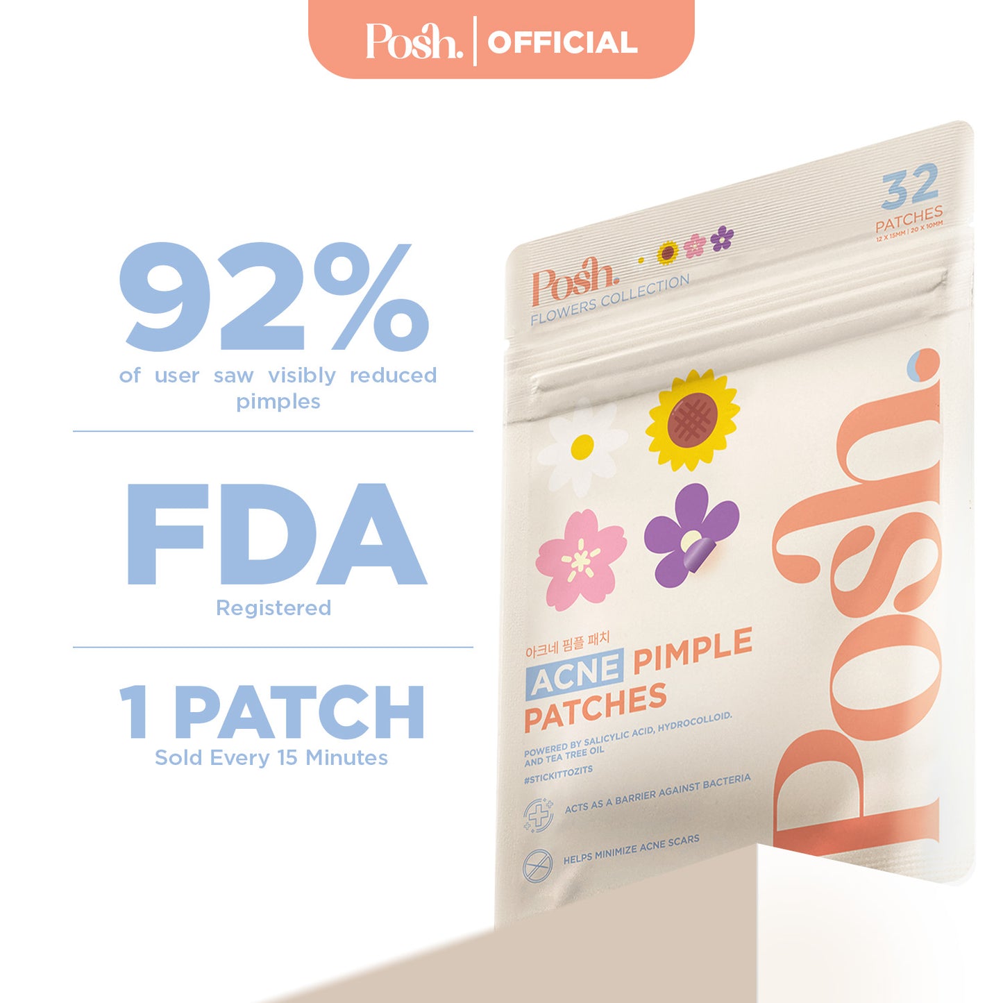 Flowers - 32 Pack Pimple Patch