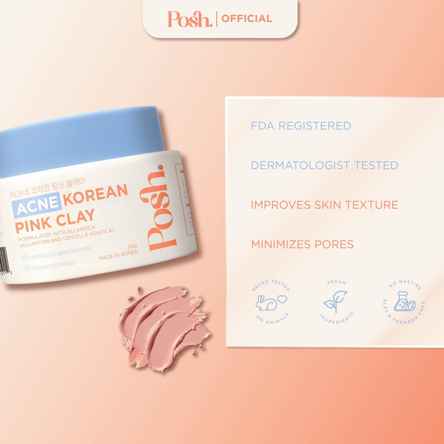 Posh Skin Acne Pink Clay Mask 50g