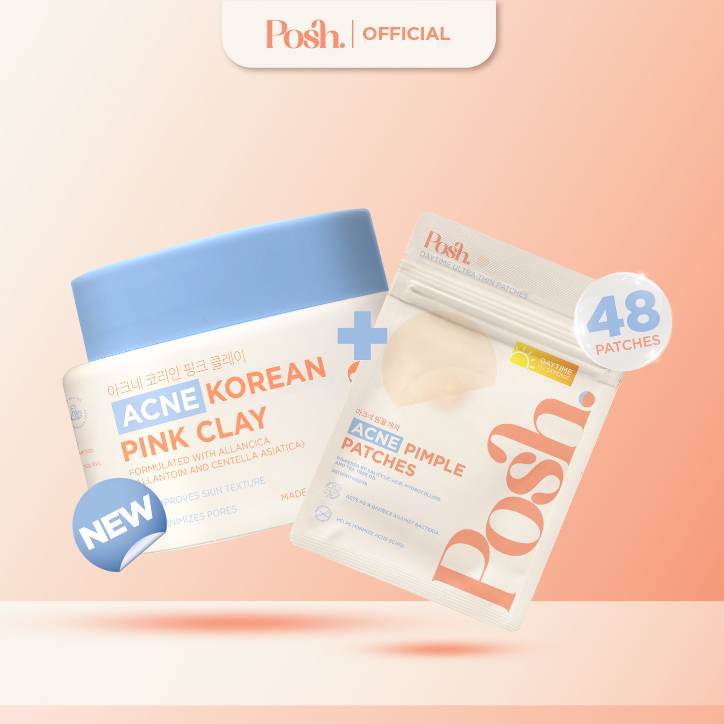 [BUNDLE] DAYTIME Pimple Patches + Posh Skin Acne Pink Clay Mask 50g