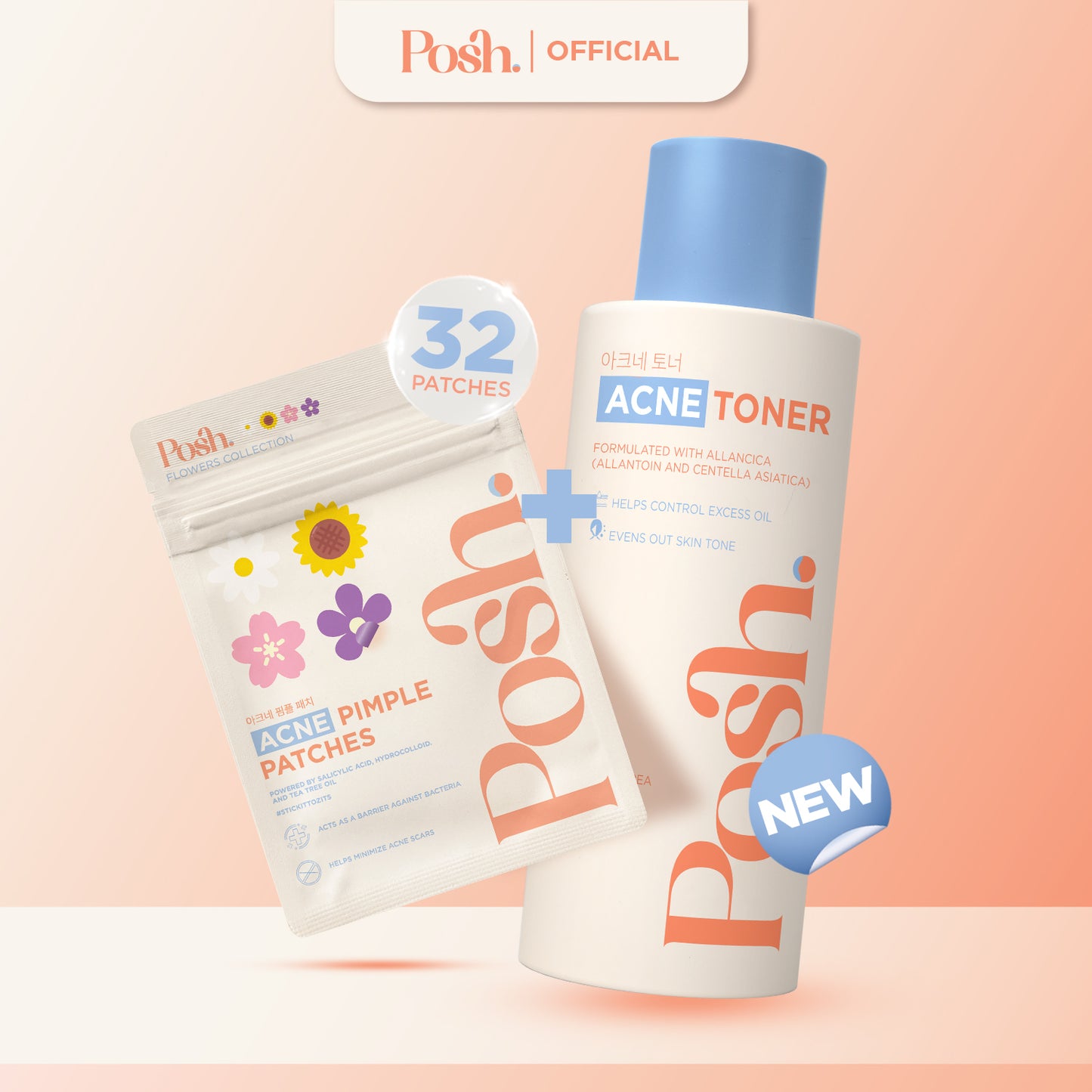 [BUNDLE] FLOWERS Pimple Patches + Posh Skin Acne Toner 150ml