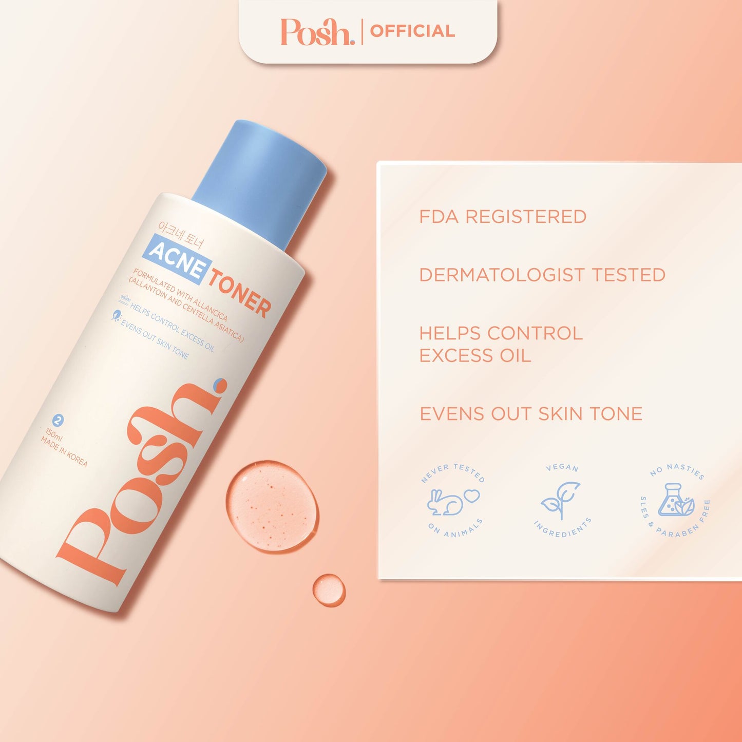 [BUNDLE] FLOWERS Pimple Patches + Posh Skin Acne Toner 150ml